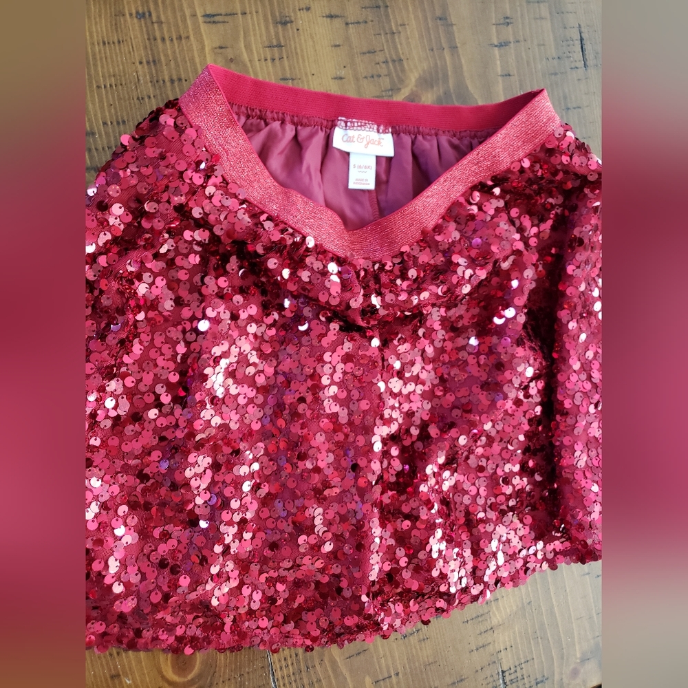 Cat & Jack red sequin skirt girls size 6